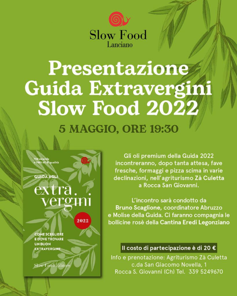 Presentazione Guida Extravergini Slow Food 2022 - 5 MAGGIO, ORE 19:30